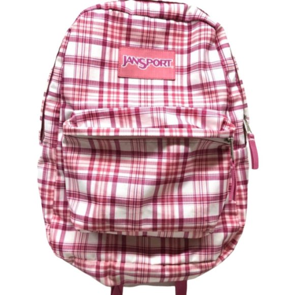 pink plaid backpack